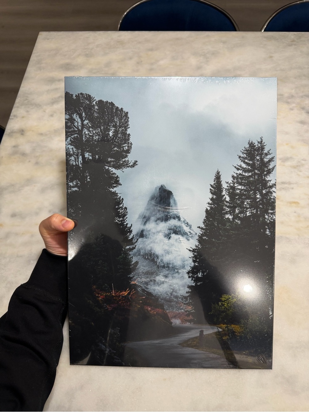 Foggy mountain nature Glossy Metal Displate Poster 17.7” x 12.6”